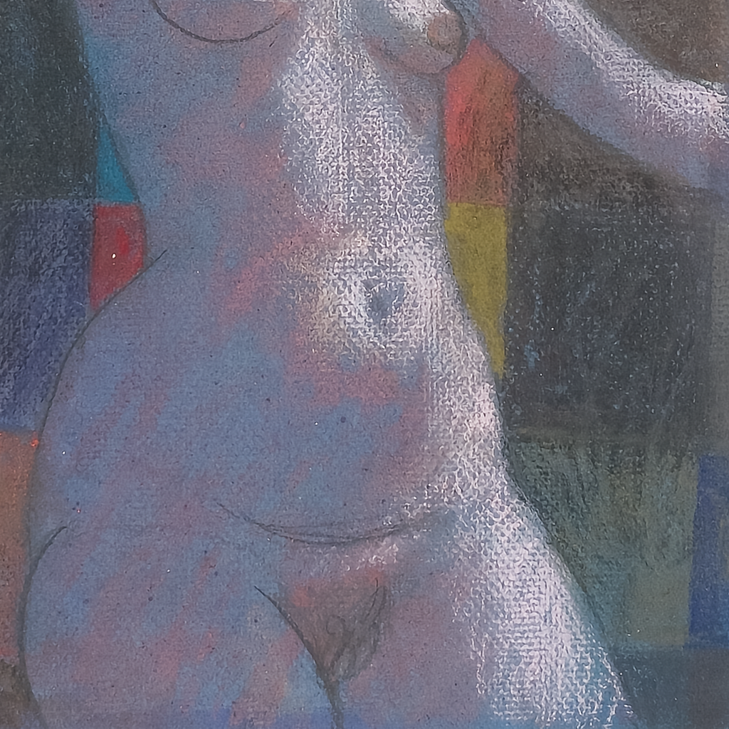 Nude on Checkered Field by Samuel Clayberger