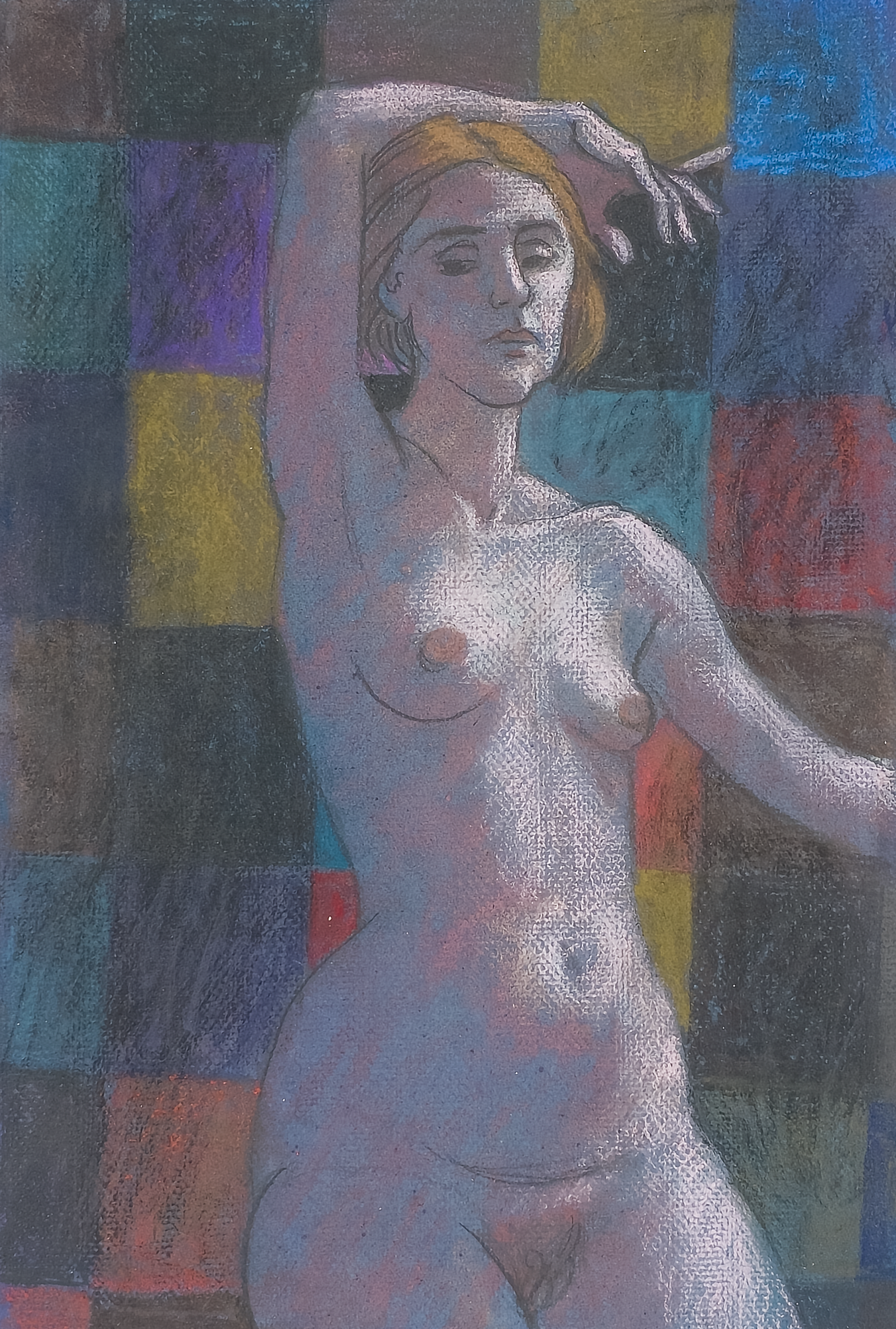 Nude on Checkered Field by Samuel Clayberger