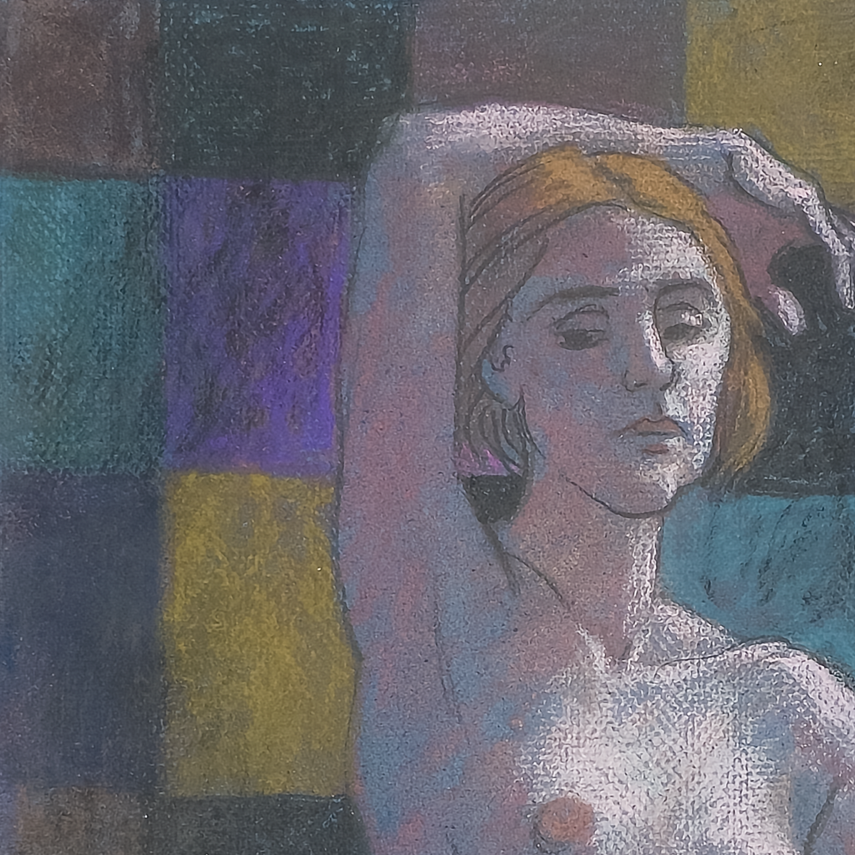 Nude on Checkered Field by Samuel Clayberger