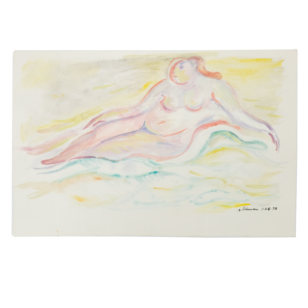 Pink Reclining Nude - Robert Lohman, c. 1978