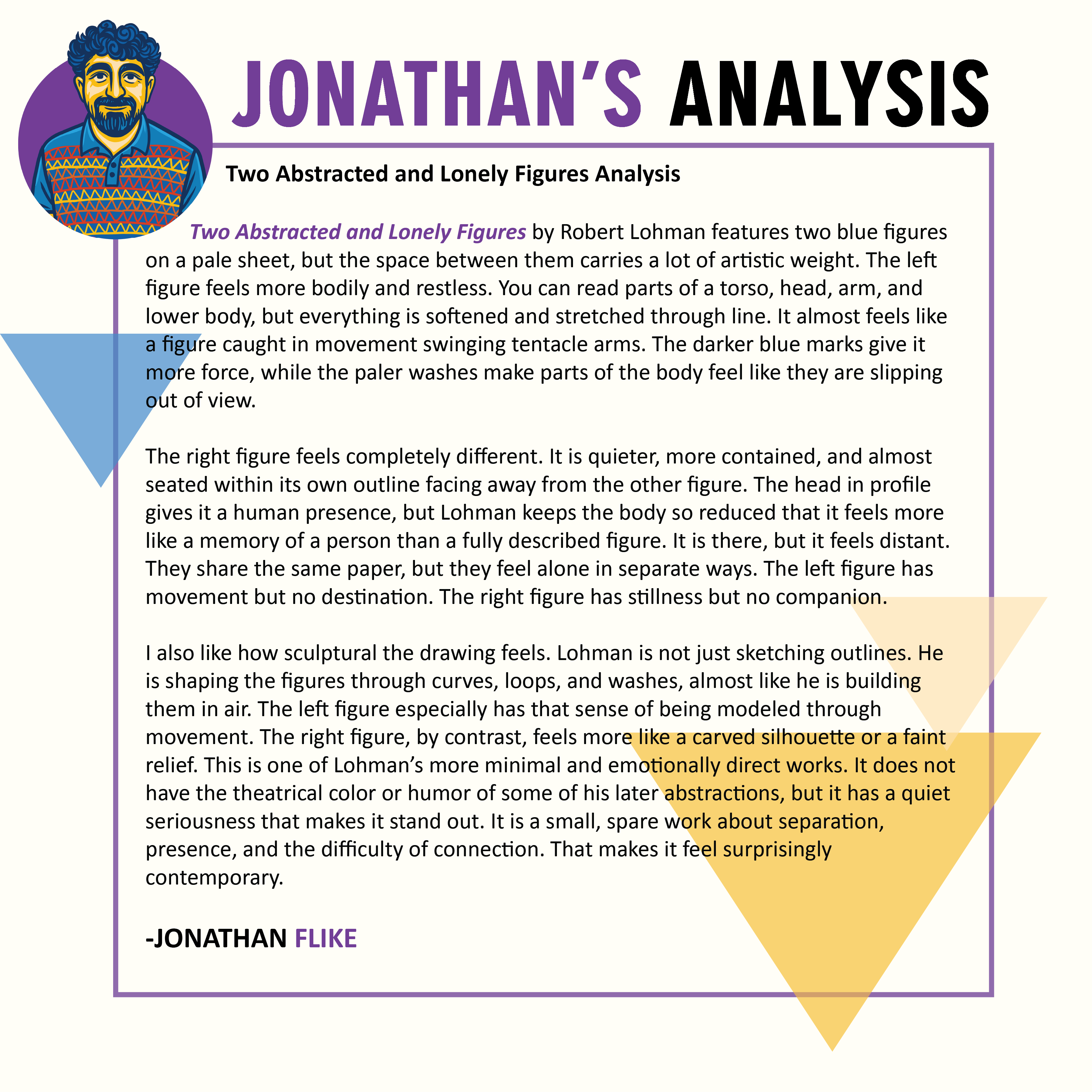 Two Abstracted and Lonely Figures - Robert Lohman by Jonathan Flike