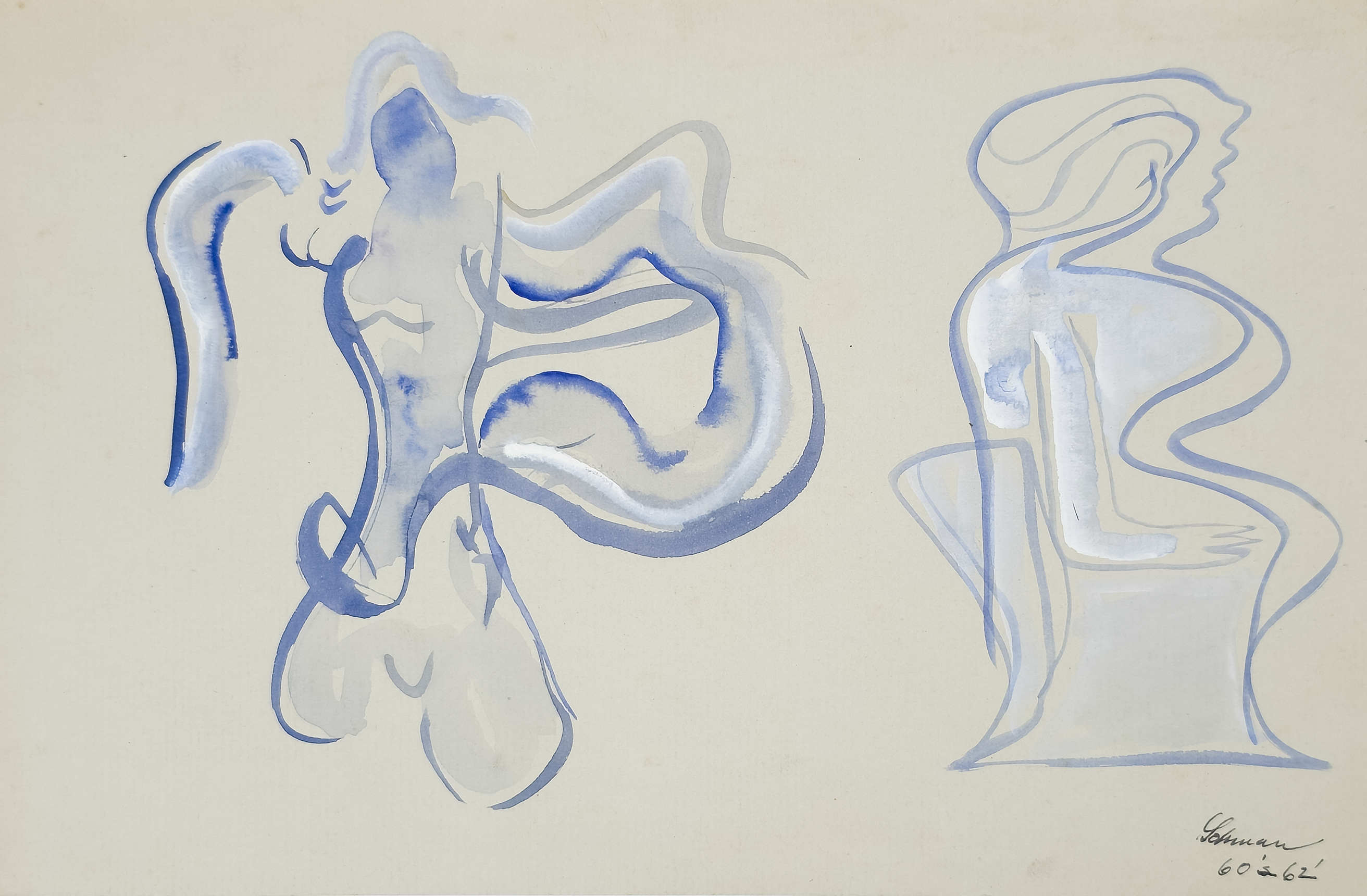 Two Abstracted and Lonely Figures - Robert Lohman