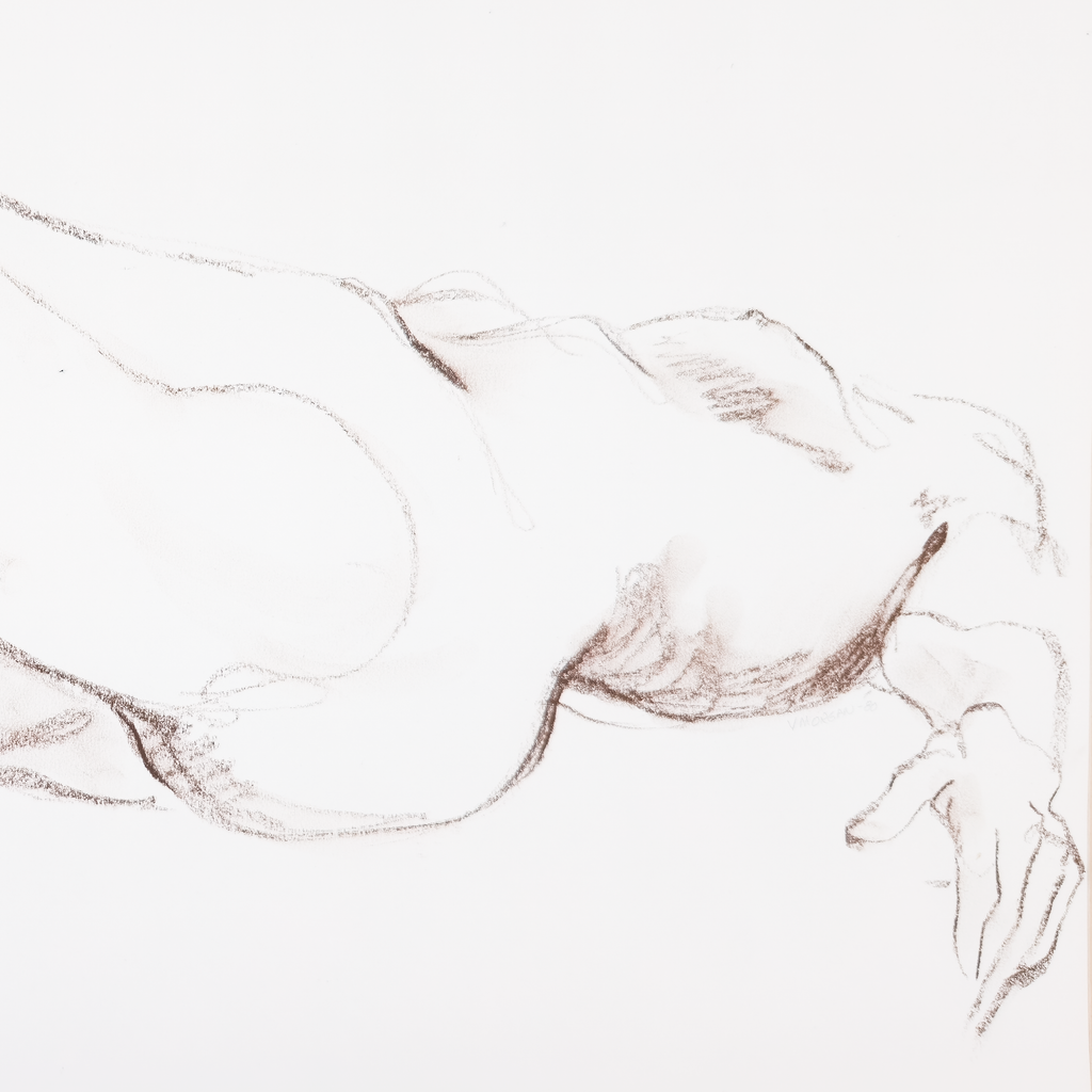 Reclining Nude in Conte  - V. Morgan