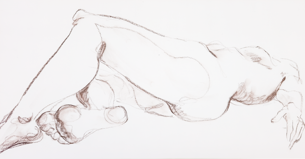 Reclining Nude in Conte  - V. Morgan