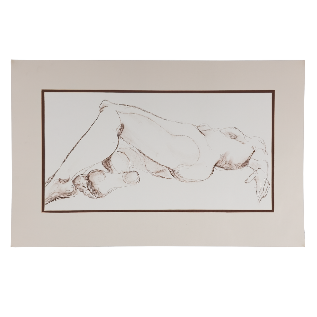Reclining Nude in Conte  - V. Morgan
