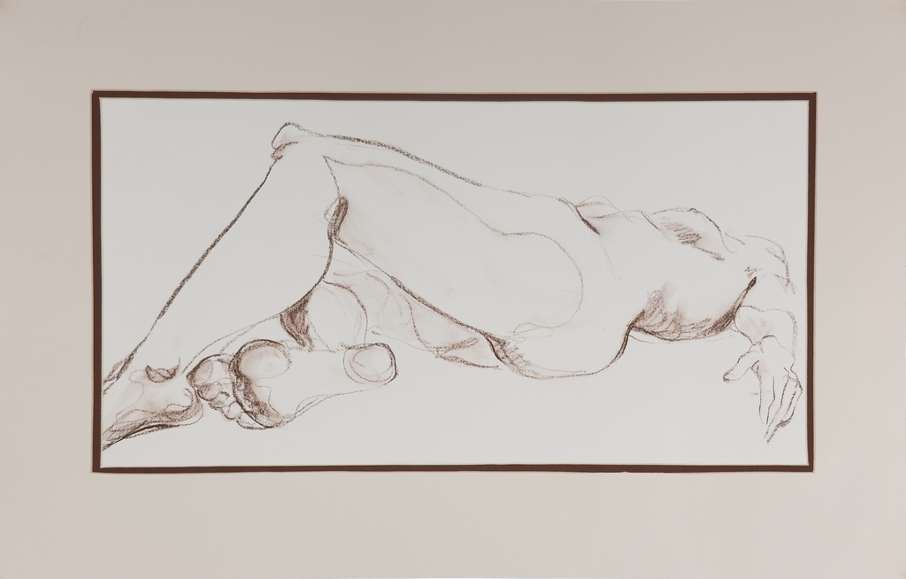 Reclining Nude in Conte  - V. Morgan