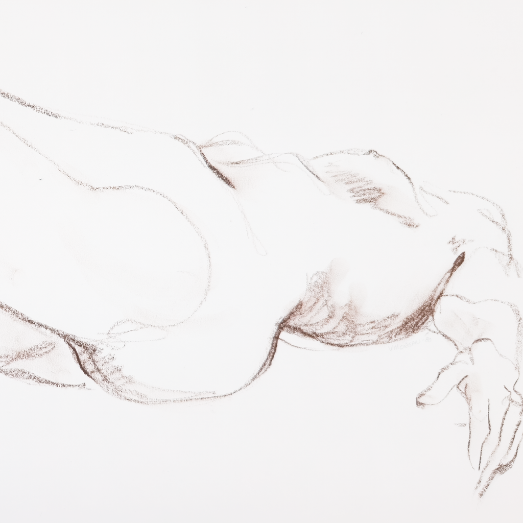 Reclining Nude in Conte  - V. Morgan