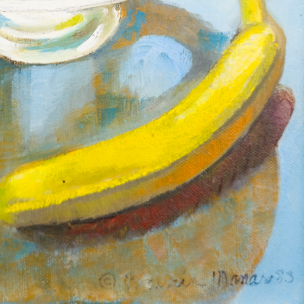 Banana and Citrus Still Life on Turquoise Ground  - Maurine Manaro