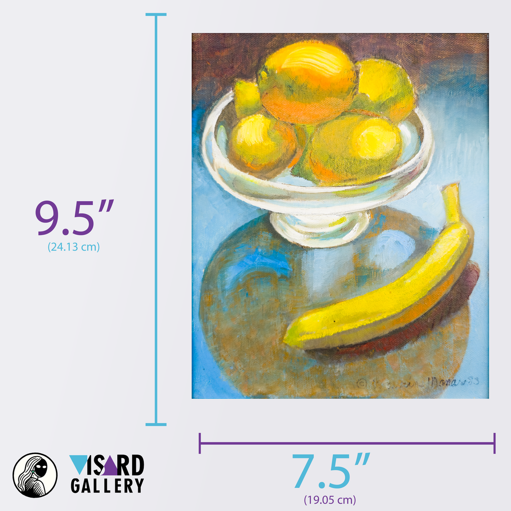 Banana and Citrus Still Life on Turquoise Ground  - Maurine Manaro