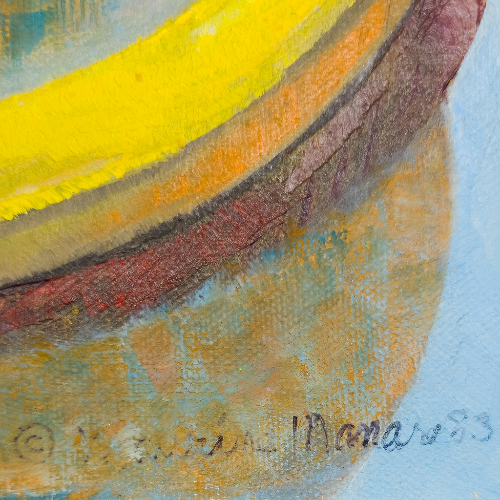 Banana and Citrus Still Life on Turquoise Ground  - Maurine Manaro