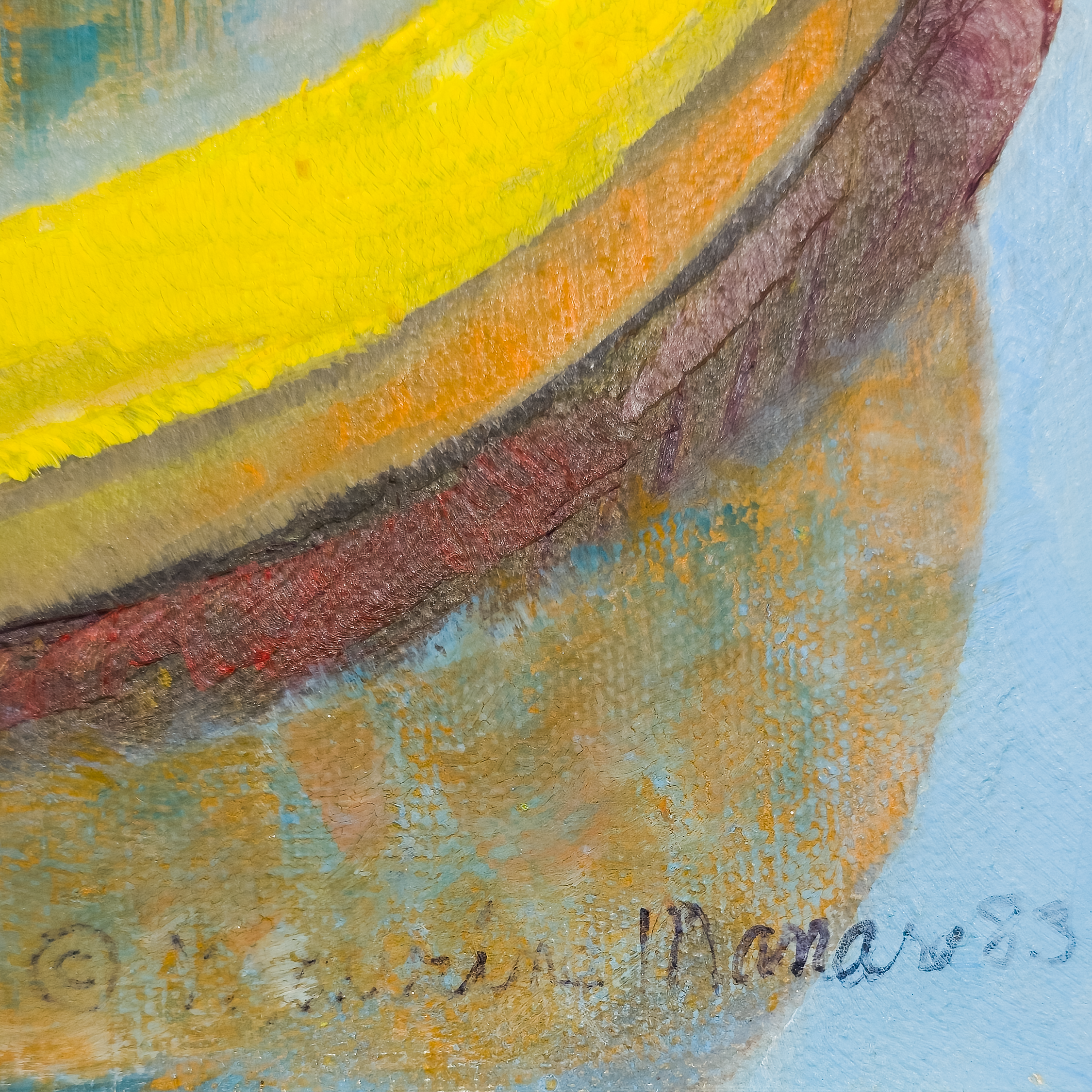 Banana and Citrus Still Life on Turquoise Ground  - Maurine Manaro