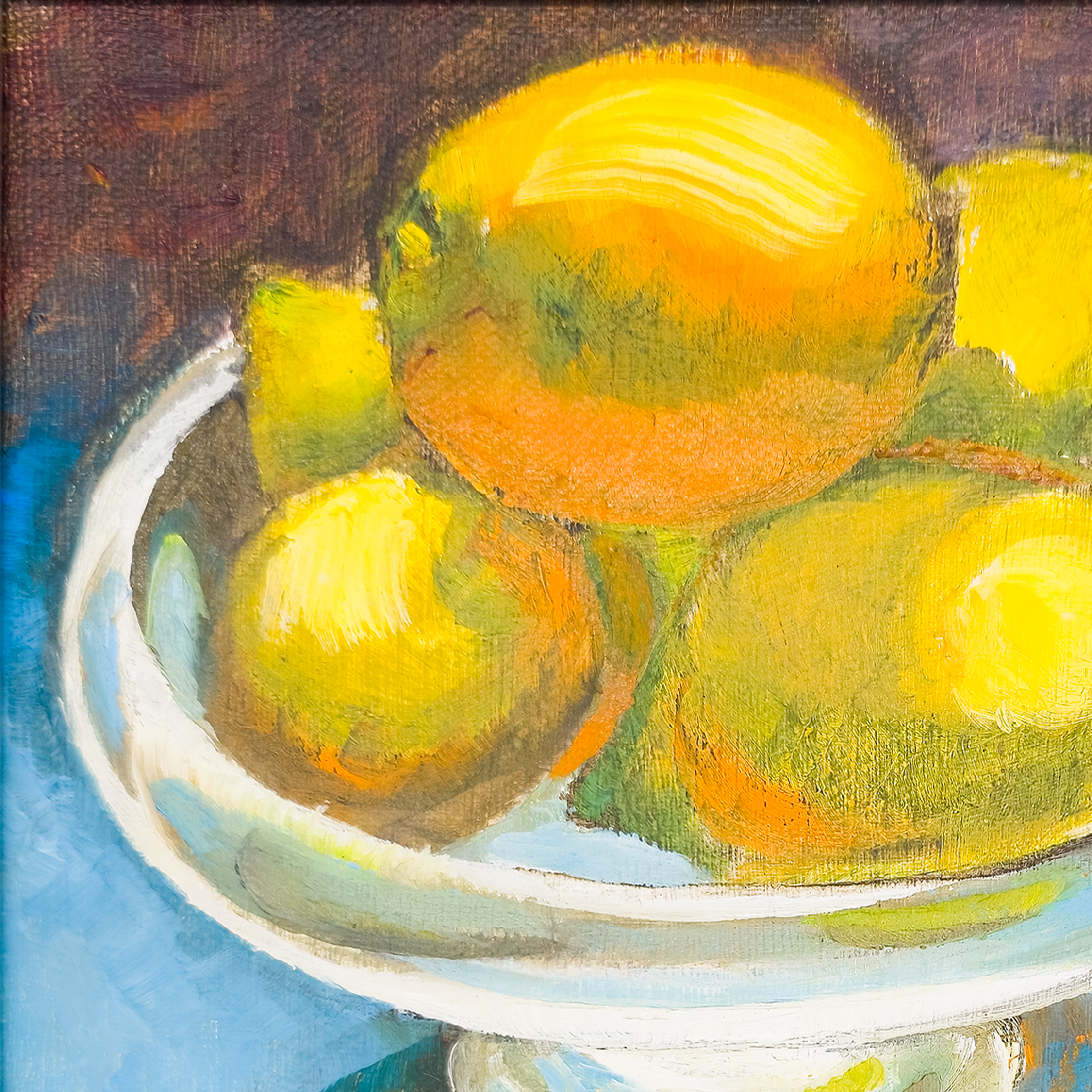 Banana and Citrus Still Life on Turquoise Ground  - Maurine Manaro