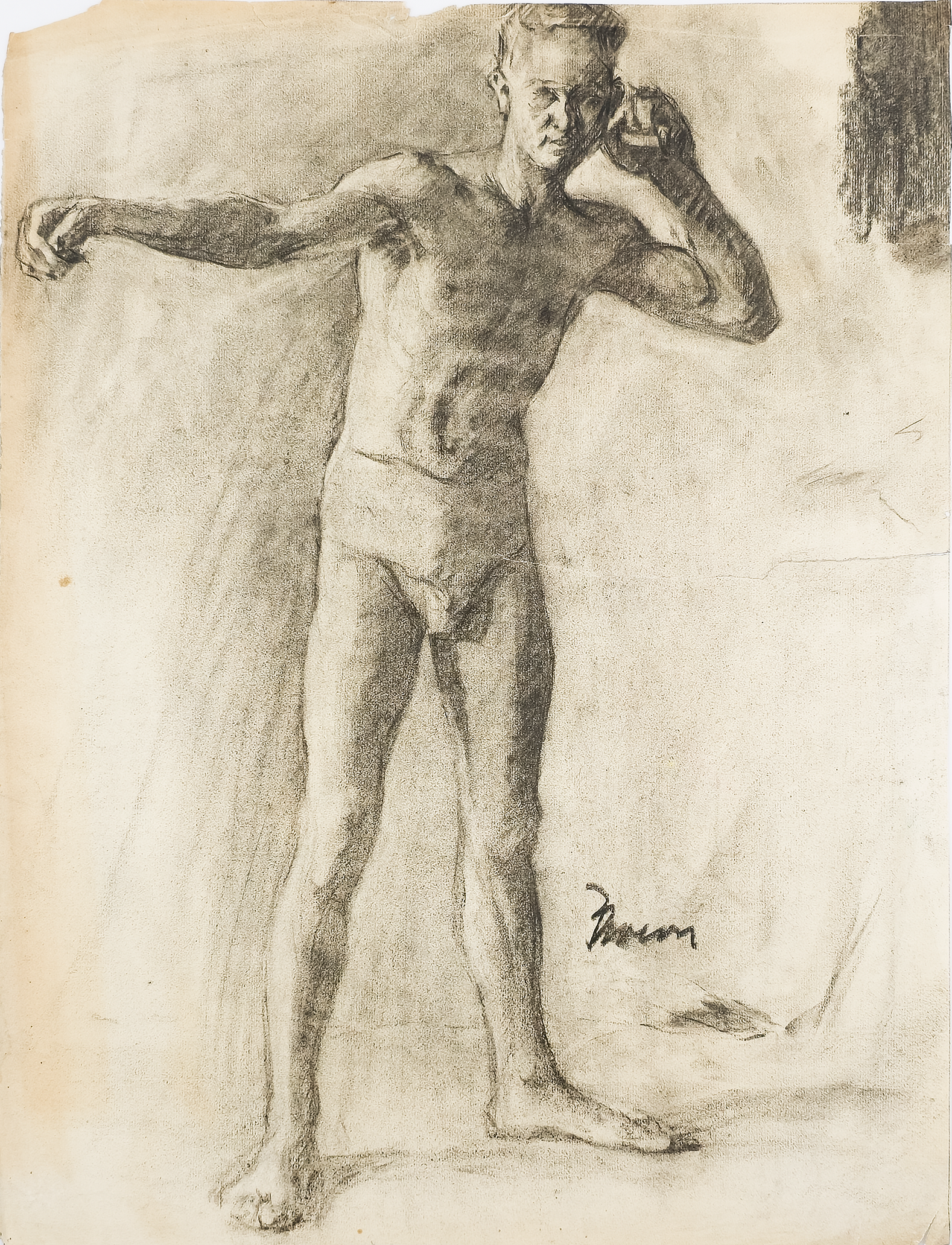 Academic Male Figure Study and Seated Male Nude - Brown 