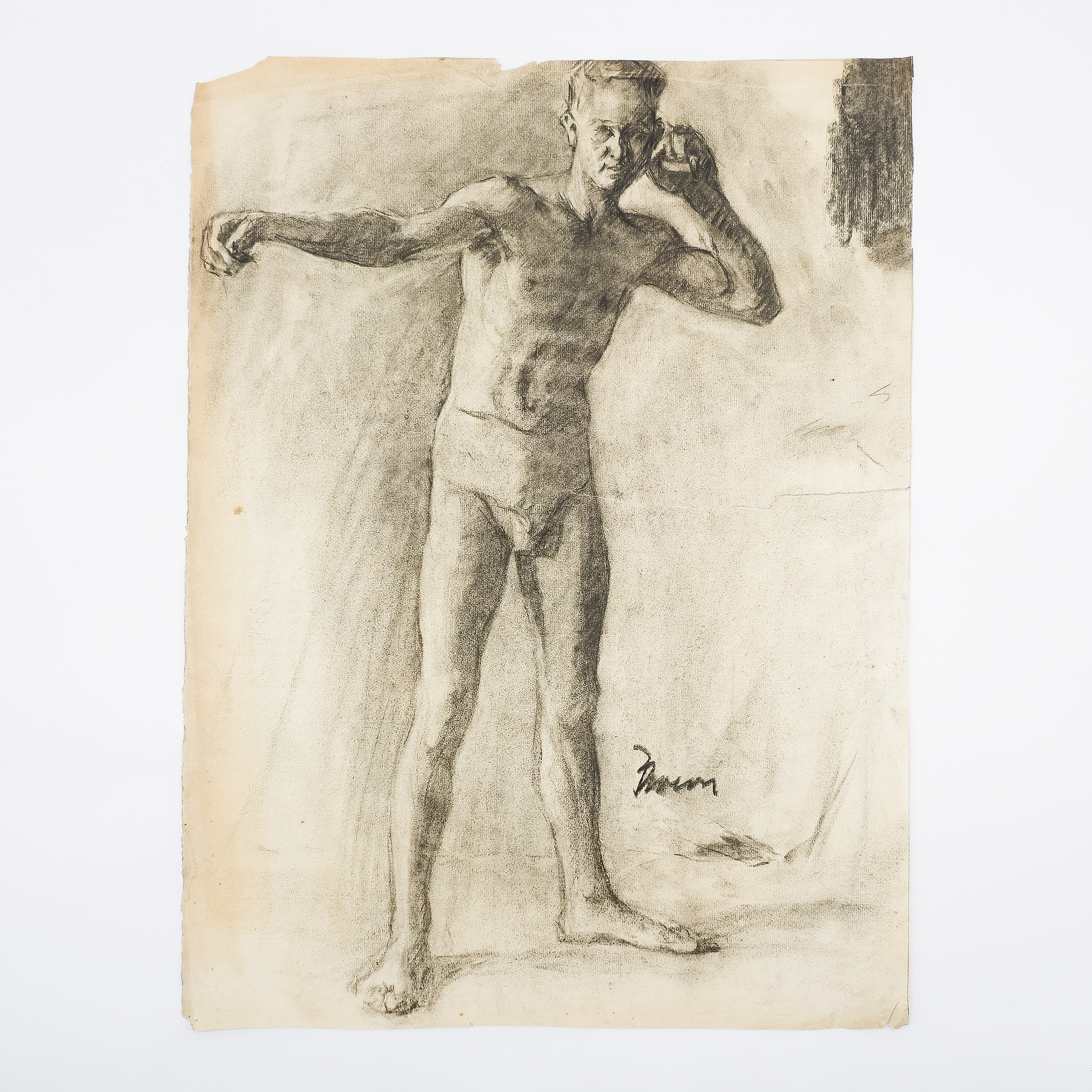 Academic Male Figure Study and Seated Male Nude - Brown 