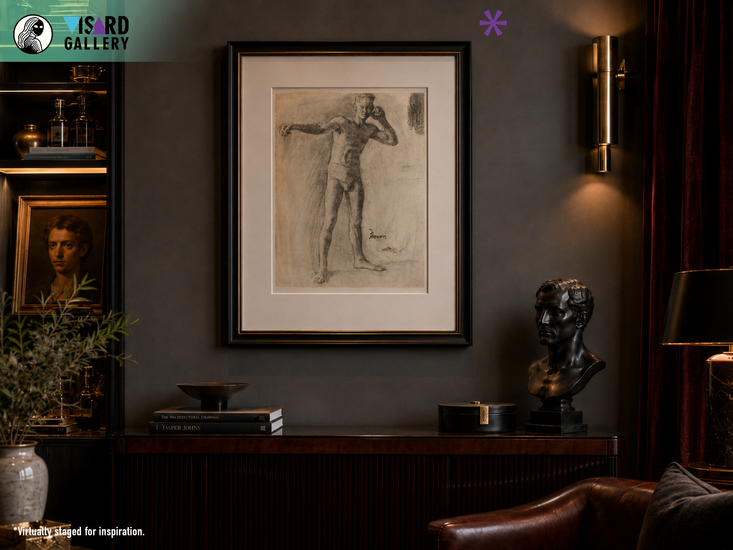Academic Male Figure Study and Seated Male Nude - Brown 