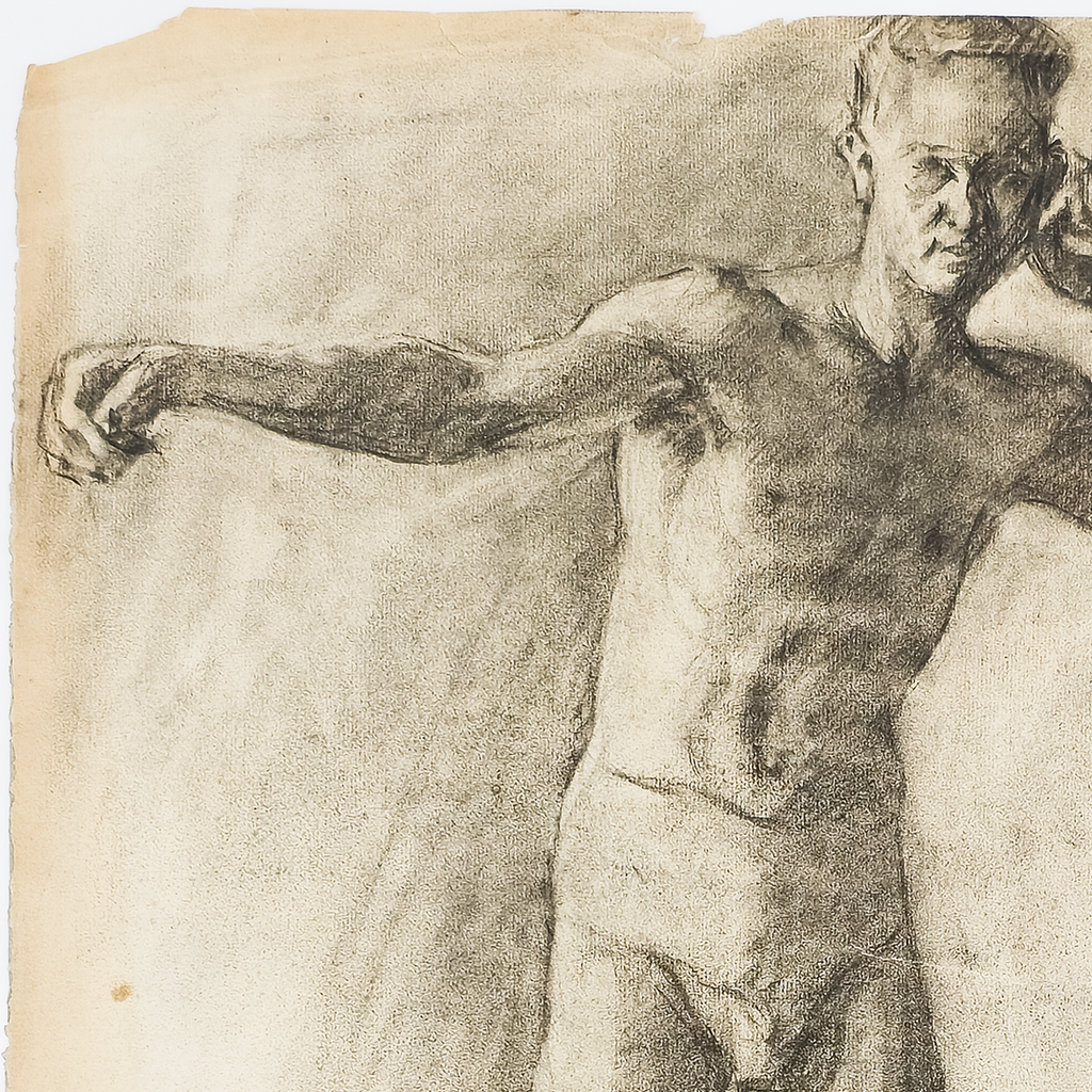 Academic Male Figure Study and Seated Male Nude - Brown 