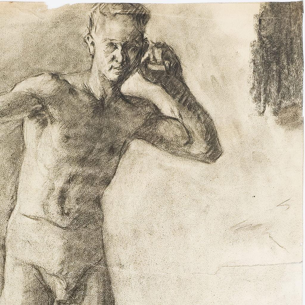 Academic Male Figure Study and Seated Male Nude - Brown 