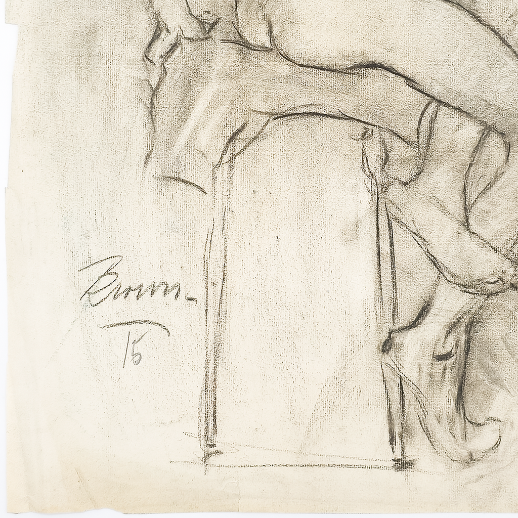 Academic Male Figure Study and Seated Male Nude - Brown 