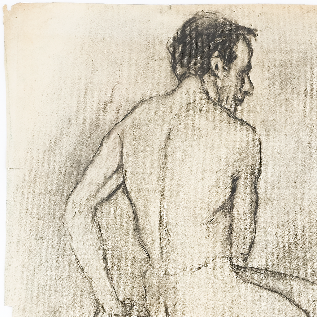 Academic Male Figure Study and Seated Male Nude - Brown 