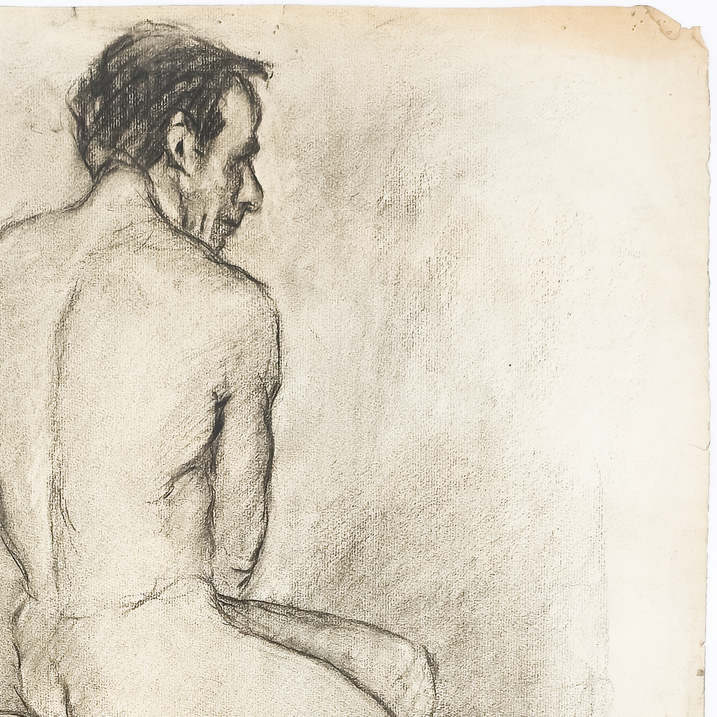 Academic Male Figure Study and Seated Male Nude - Brown 