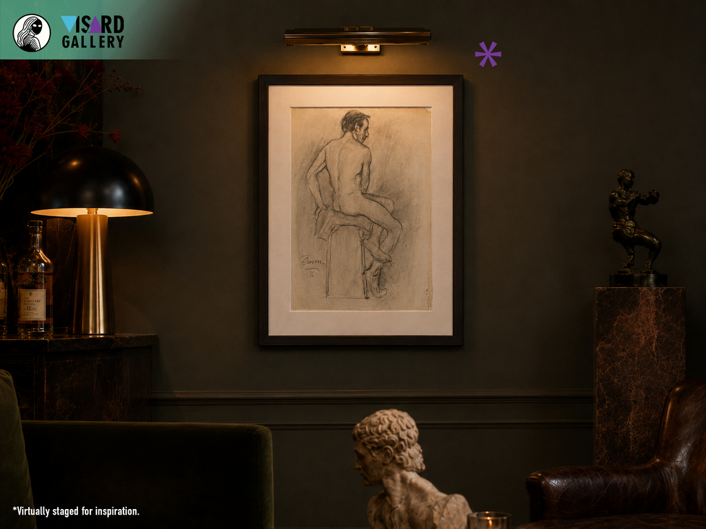 Academic Male Figure Study and Seated Male Nude - Brown 