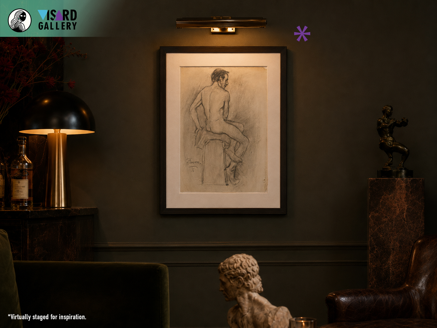 Academic Male Figure Study and Seated Male Nude - Brown 