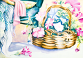 Still Life of Basket of Flowers and Arm Chair - Tomoko Parry