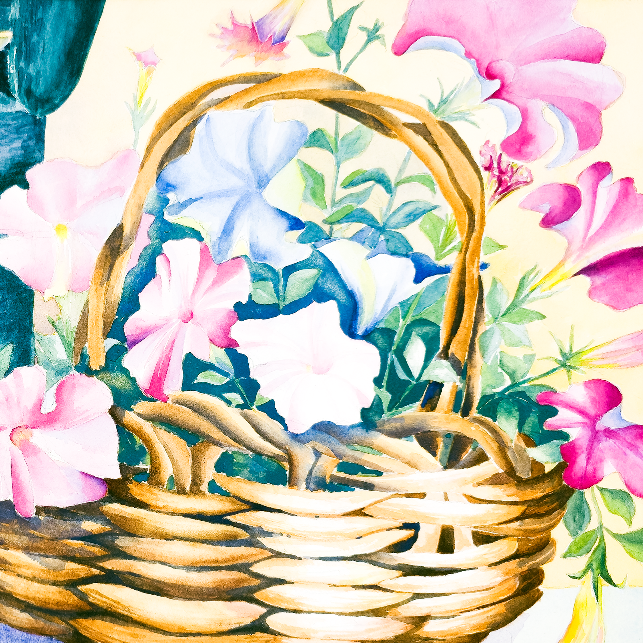 Still Life of Basket of Flowers and Arm Chair - Tomoko Parry