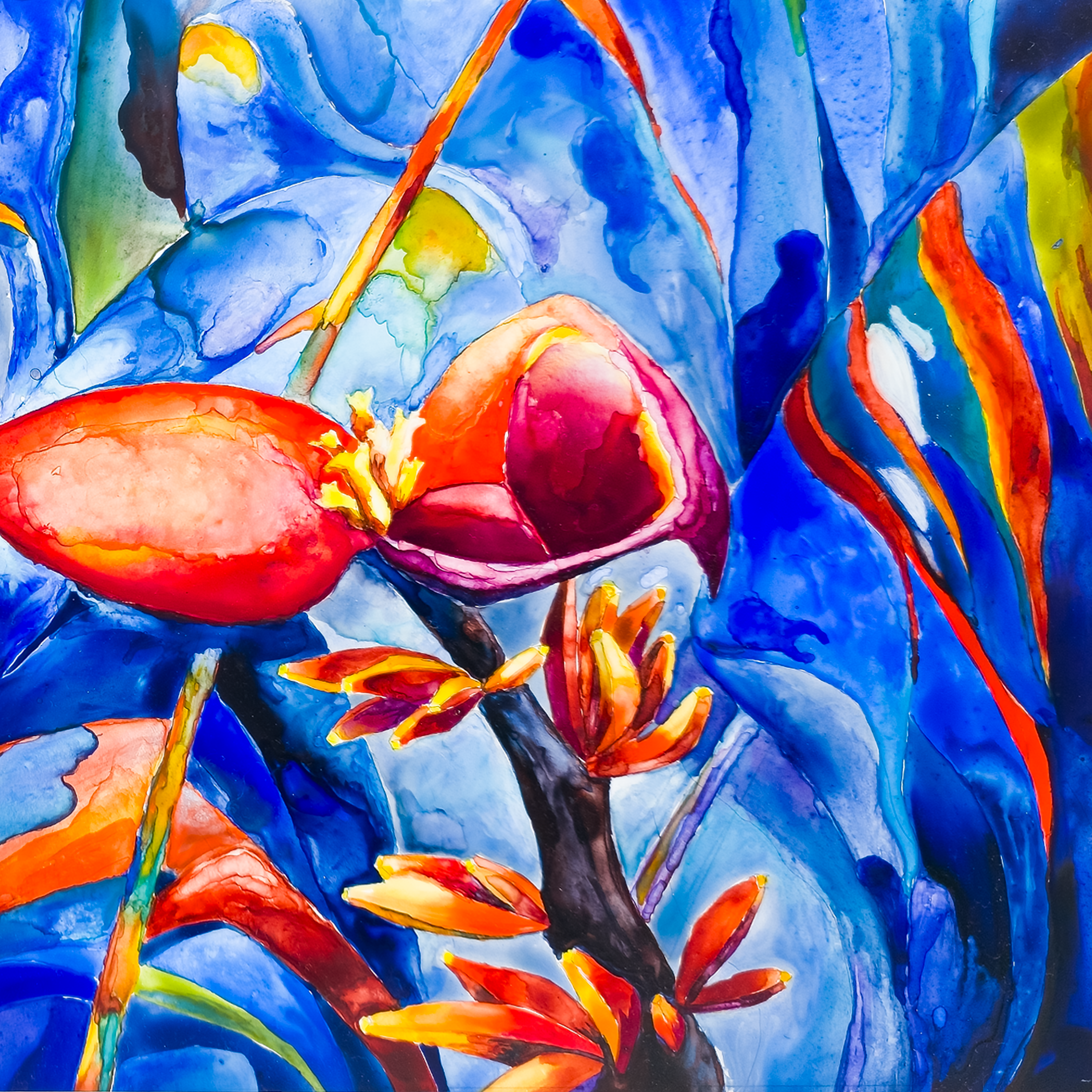 Scarlet Bloom, Tropical Cobalt - Tomoko Parry