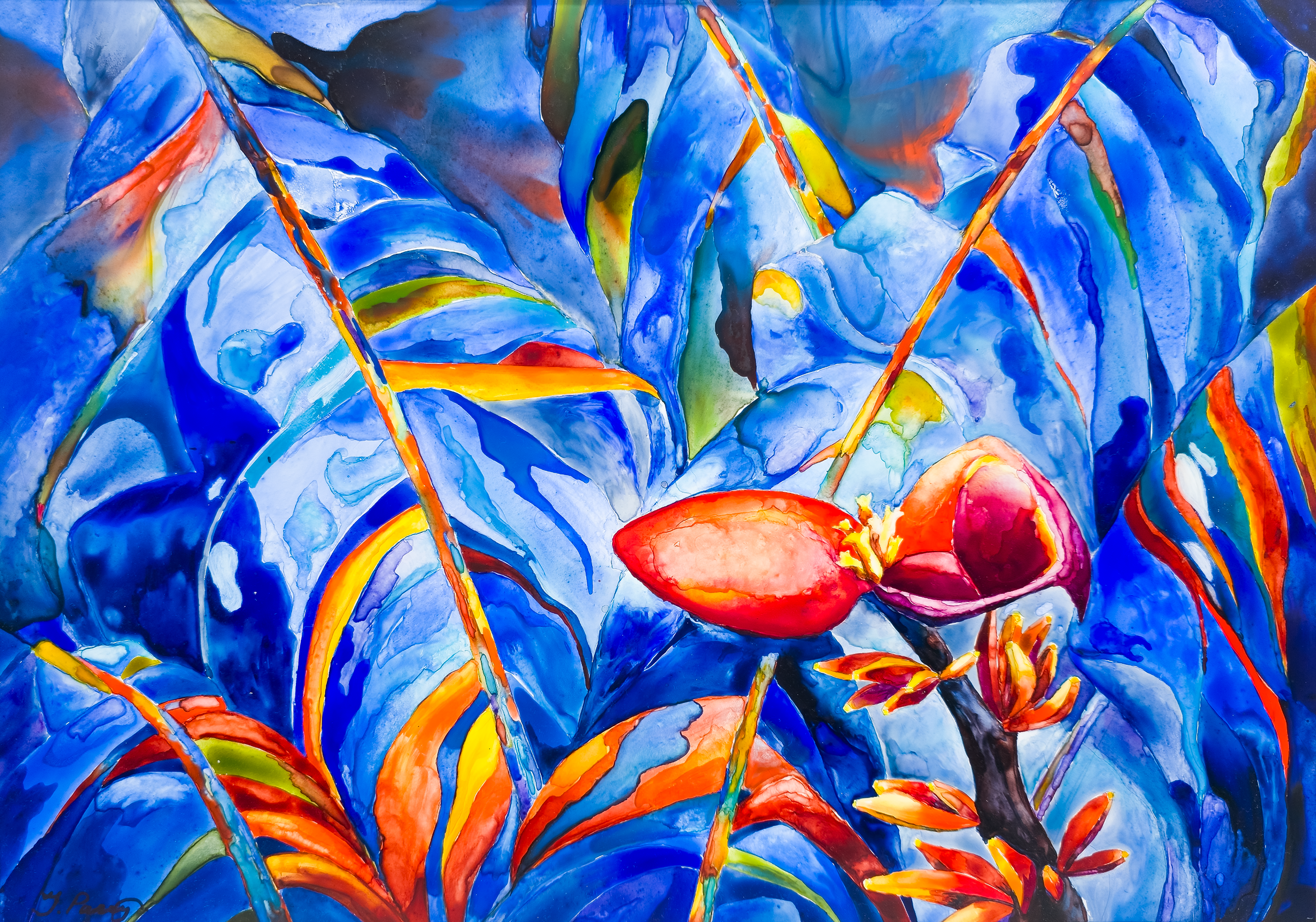 Scarlet Bloom, Tropical Cobalt - Tomoko Parry