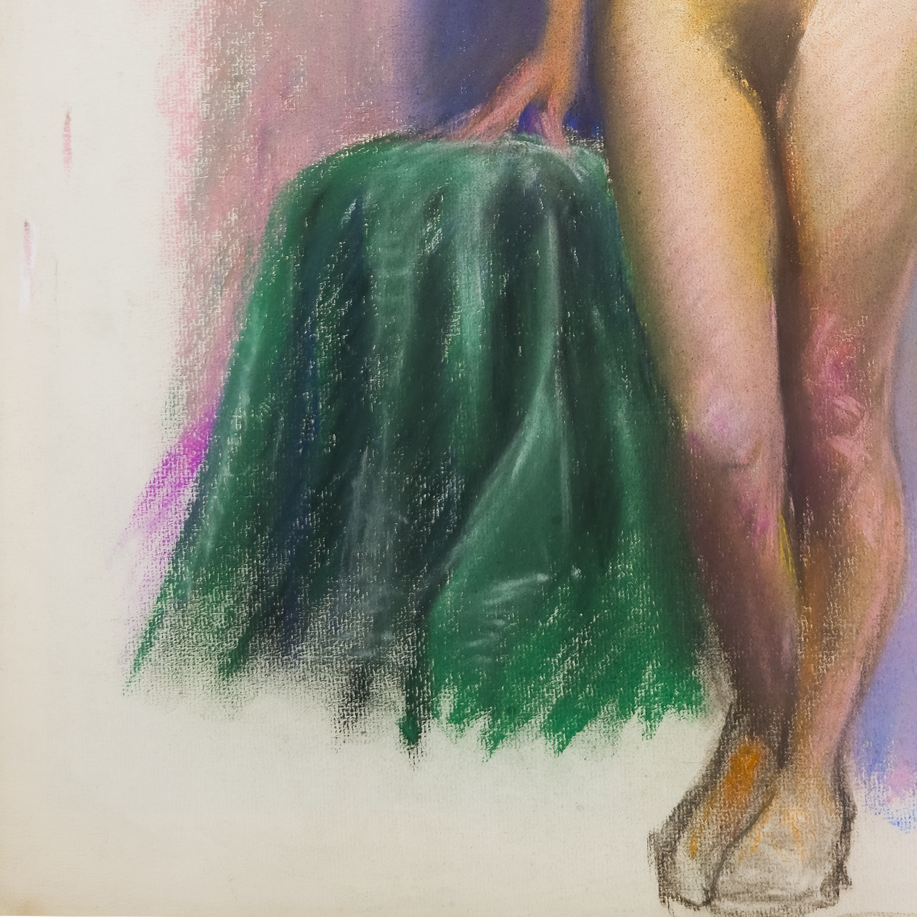 Standing Nude with Green Drapery - Darwin Duncan