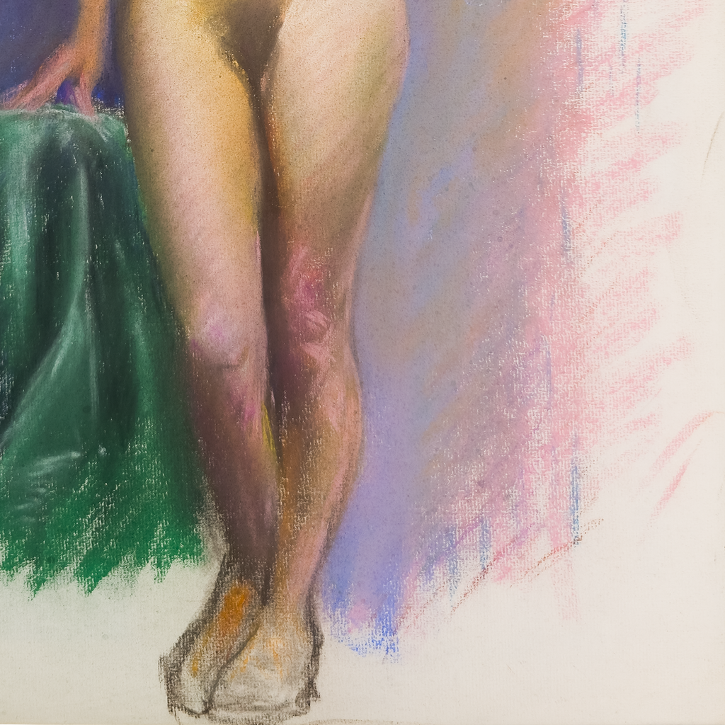 Standing Nude with Green Drapery - Darwin Duncan