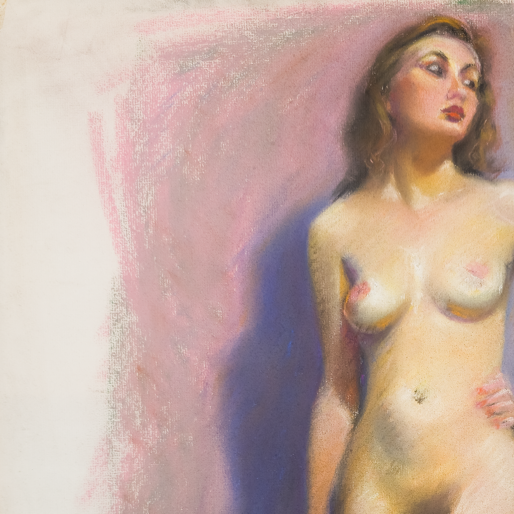 Standing Nude with Green Drapery - Darwin Duncan