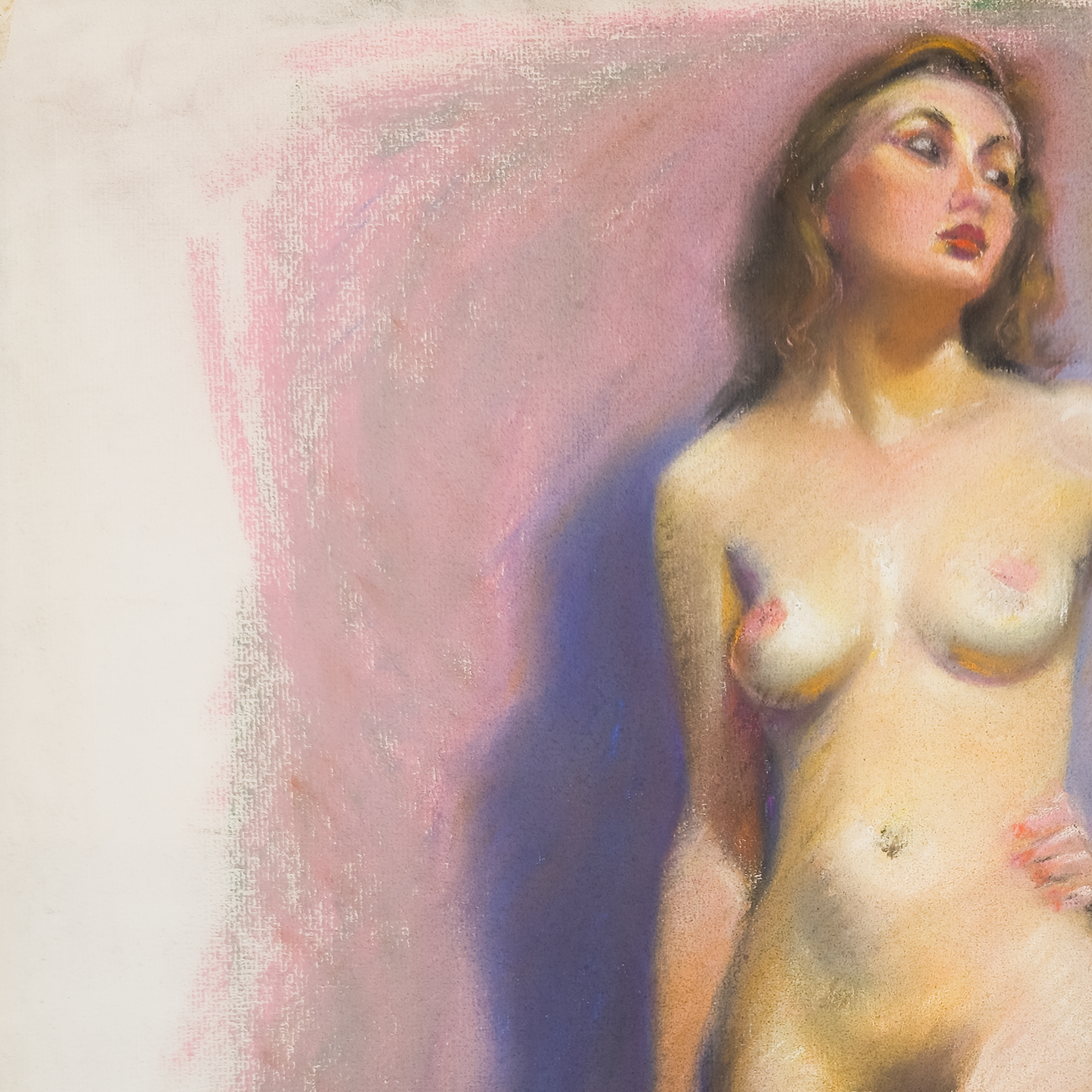 Standing Nude with Green Drapery - Darwin Duncan
