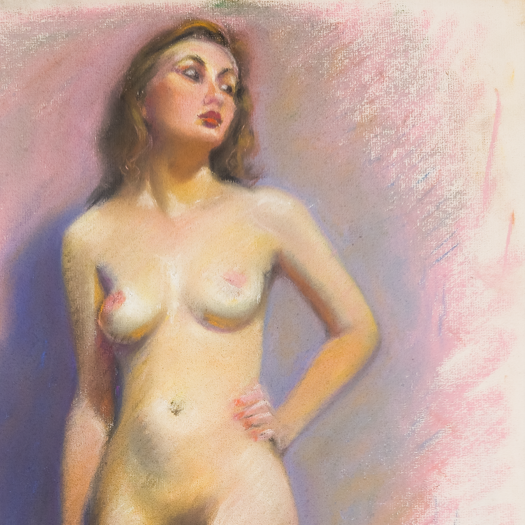 Standing Nude with Green Drapery - Darwin Duncan