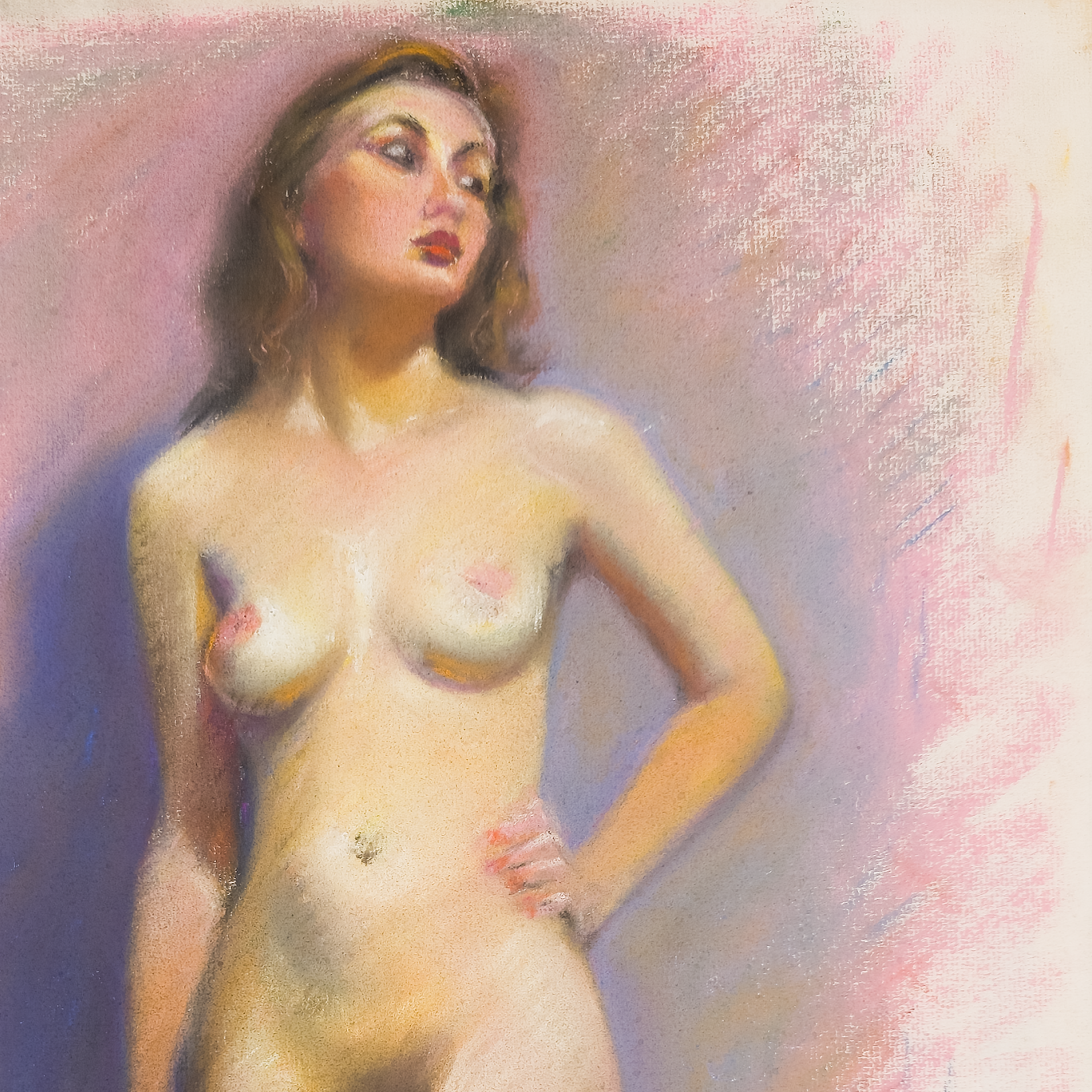 Standing Nude with Green Drapery - Darwin Duncan