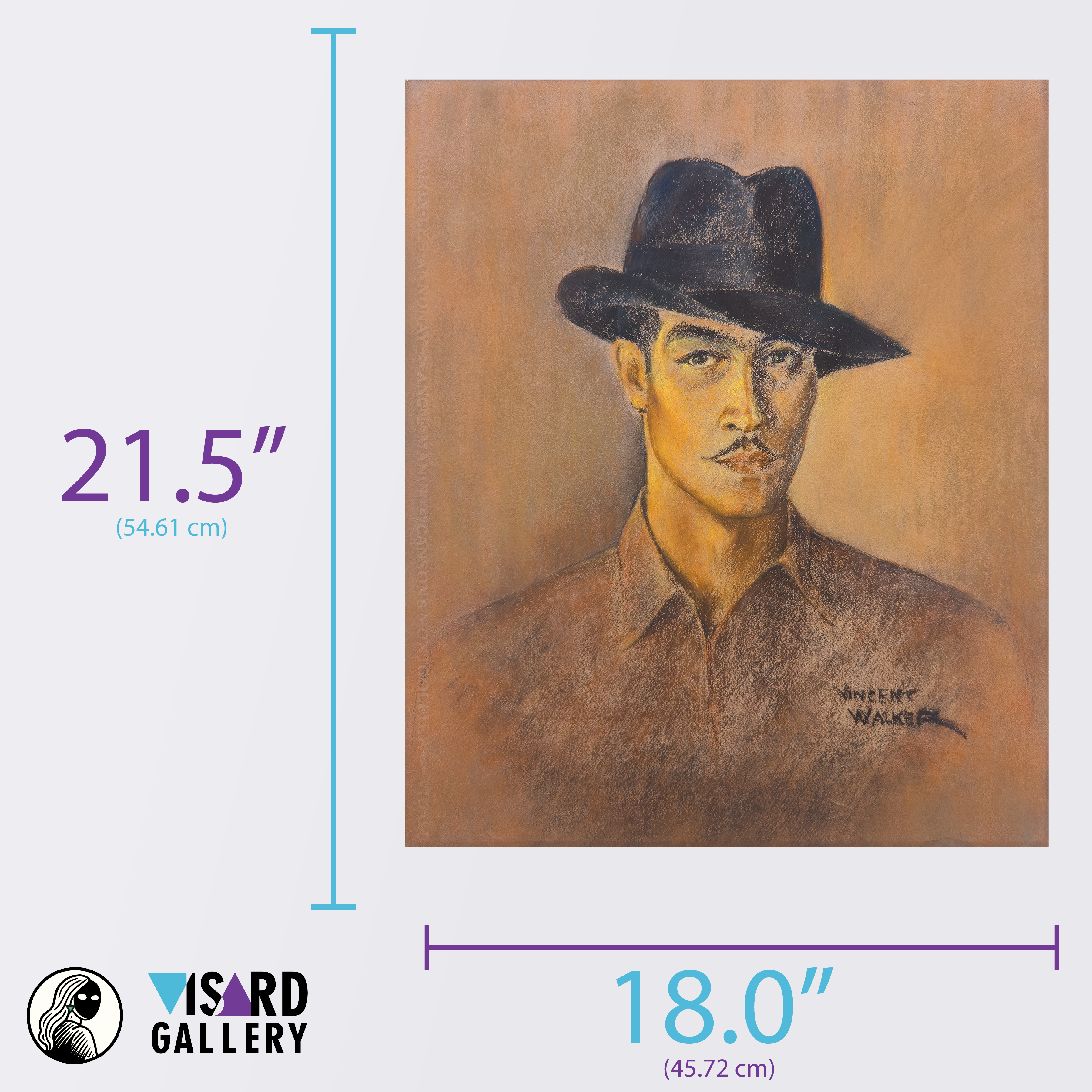 Pastel Self-portrait of Dutchess County Art Association Co-founder Vincent A. Walker - Vincent A. Walker