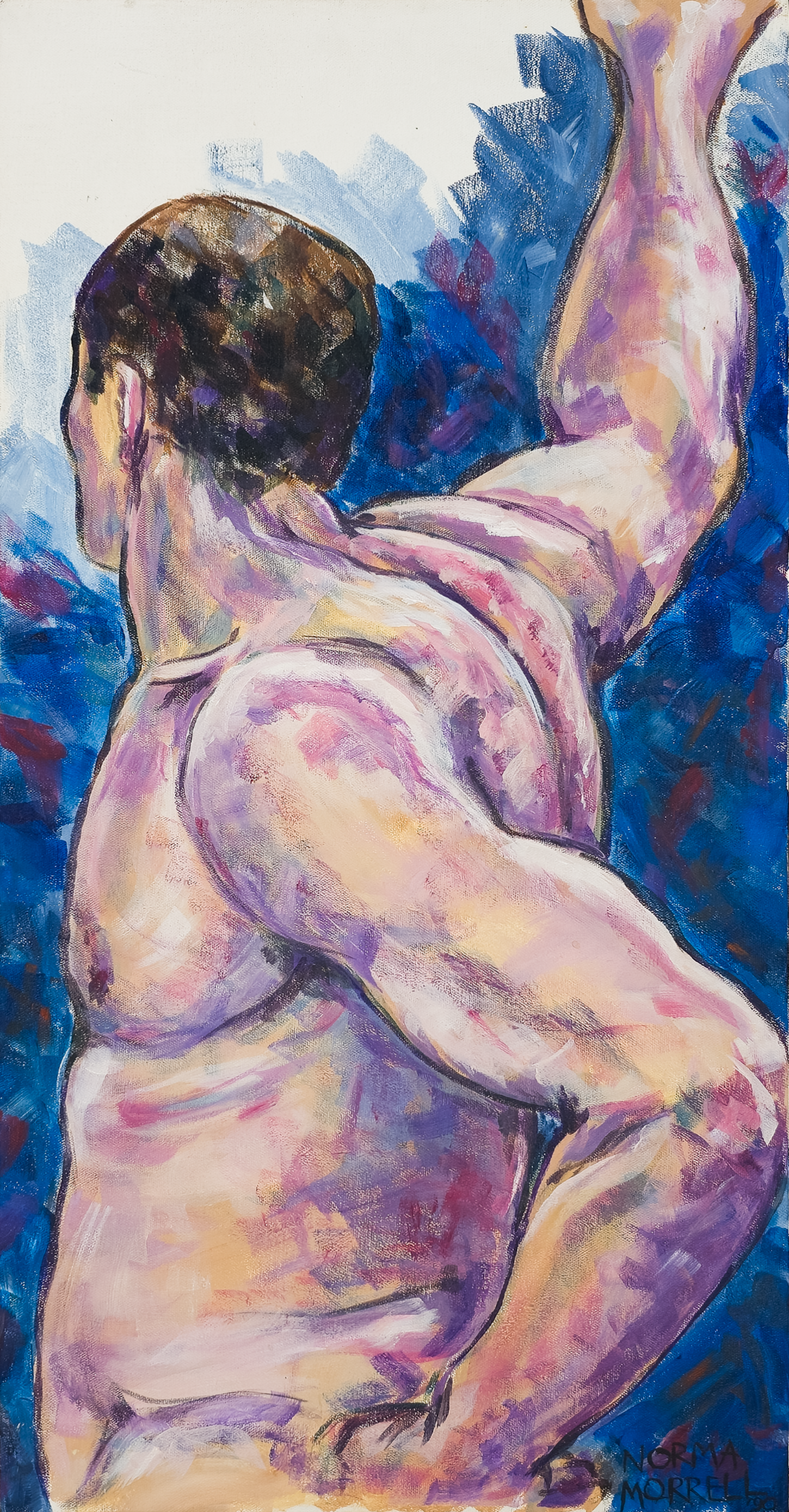 Male Nude Figure Reaching Beyond - Norma Ann Morrell, c. 1990