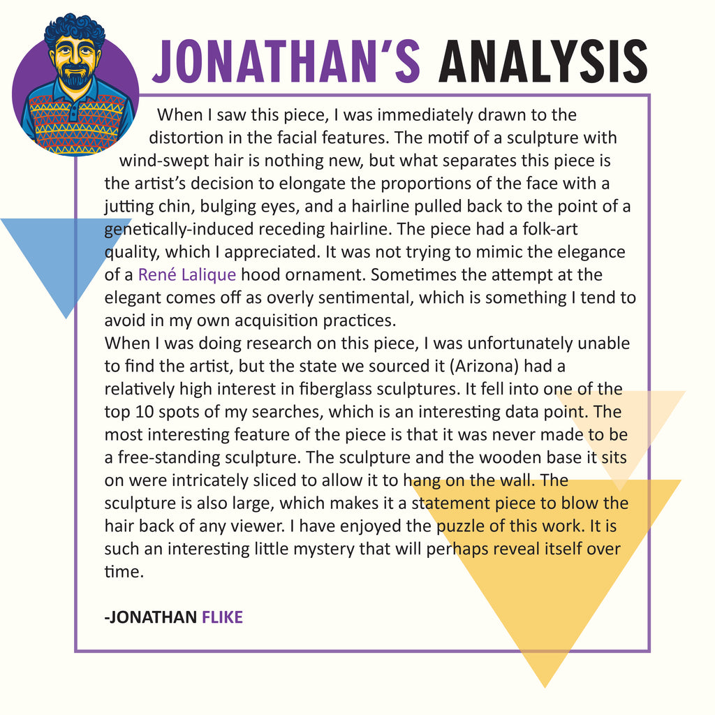 Mid-Century Fiberglass Sculpture with Wooden Base