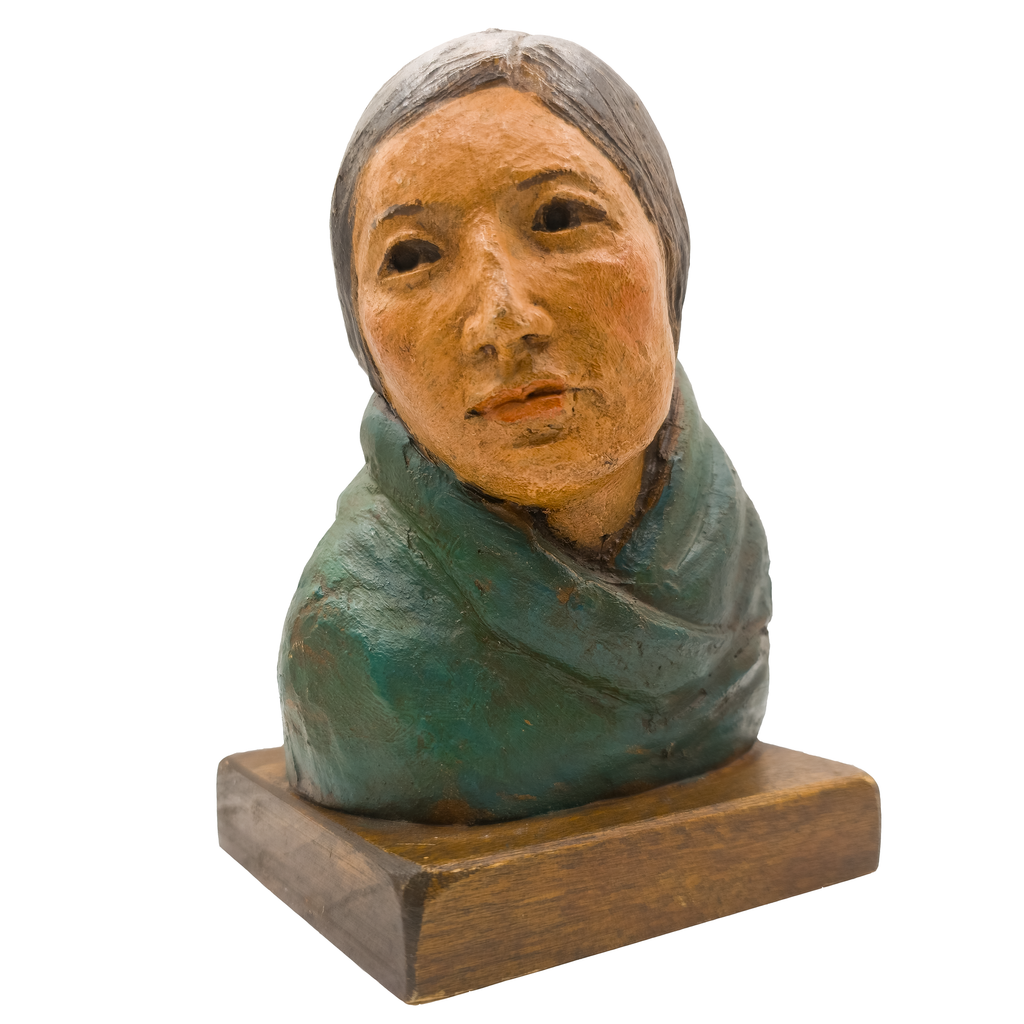 Bust of a Native American Woman With Shawl  - Robert Lohman