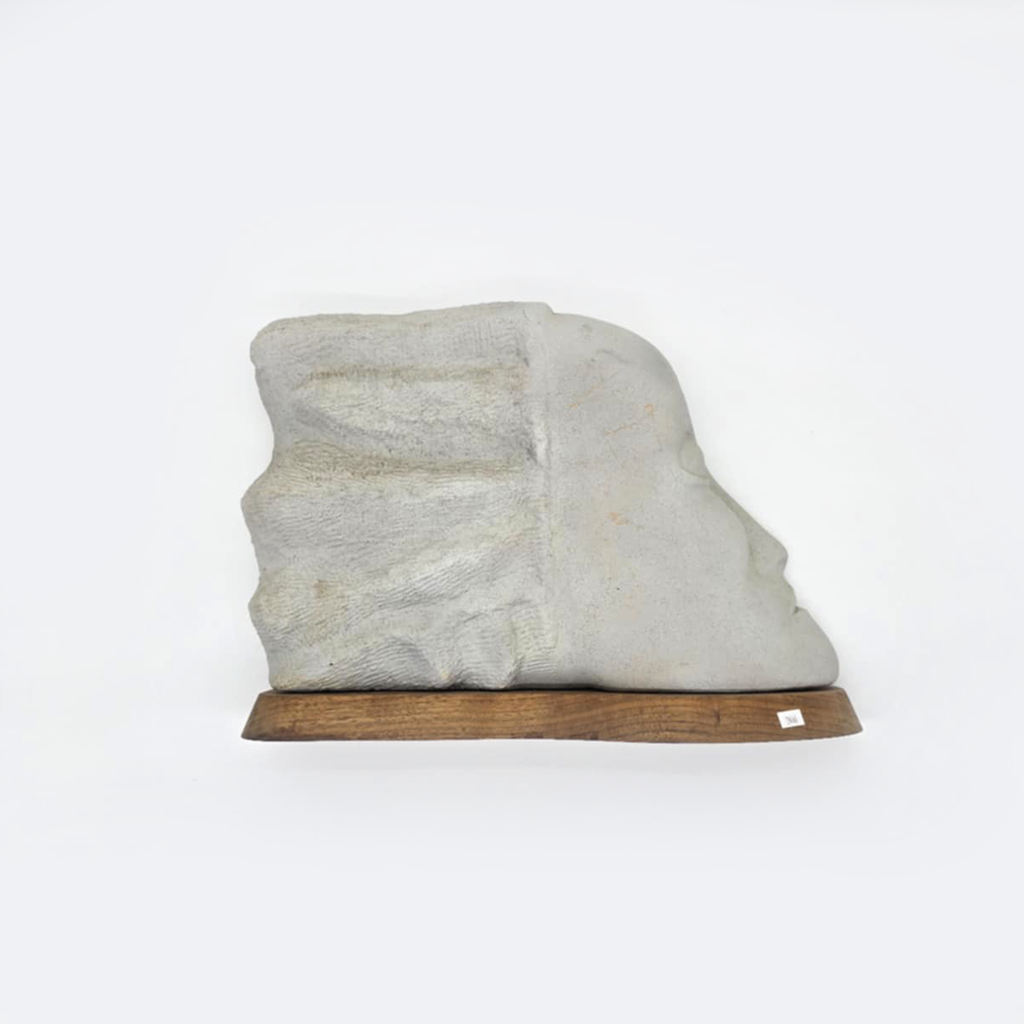 Mid-Century Fiberglass Sculpture with Wooden Base