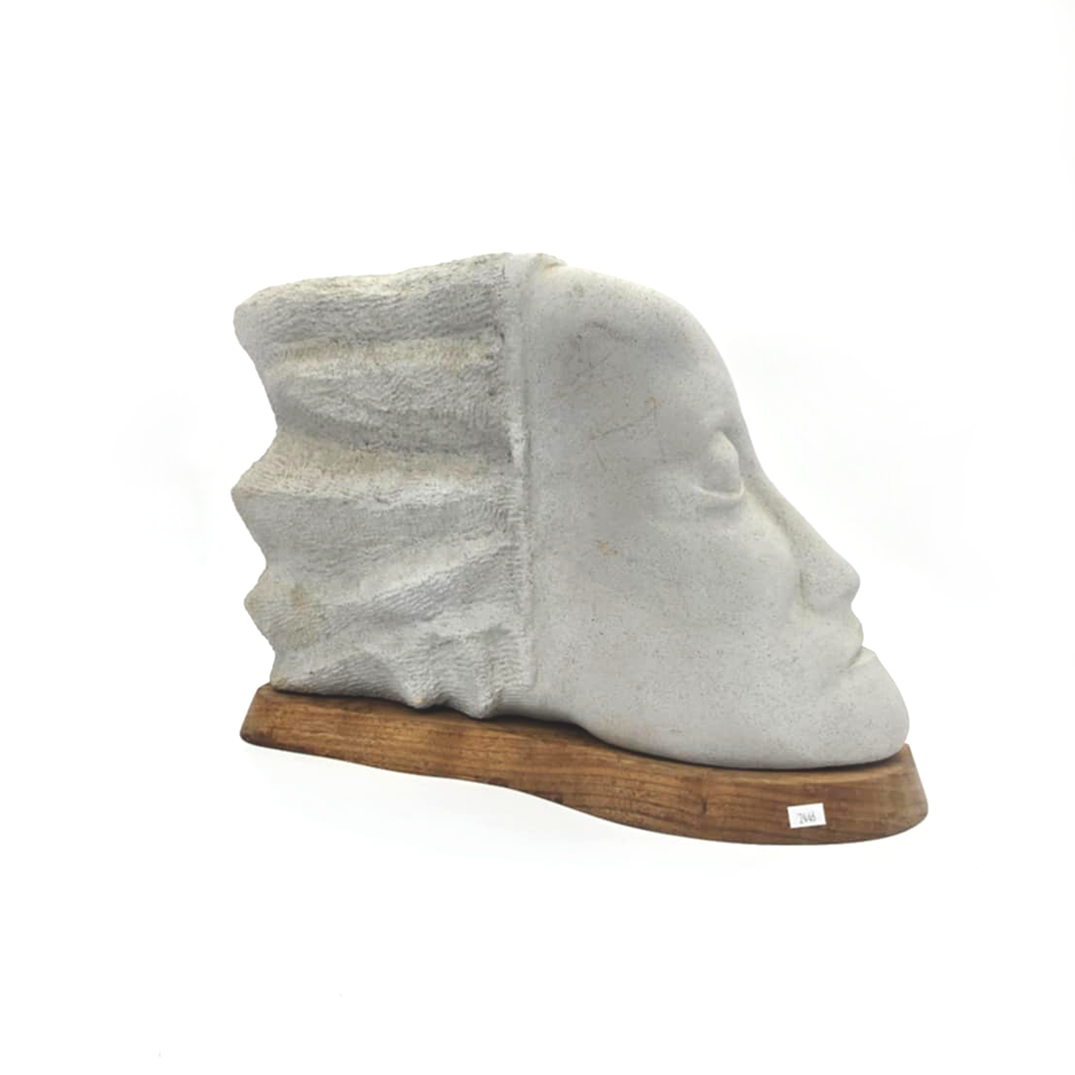 Mid-Century Fiberglass Sculpture with Wooden Base